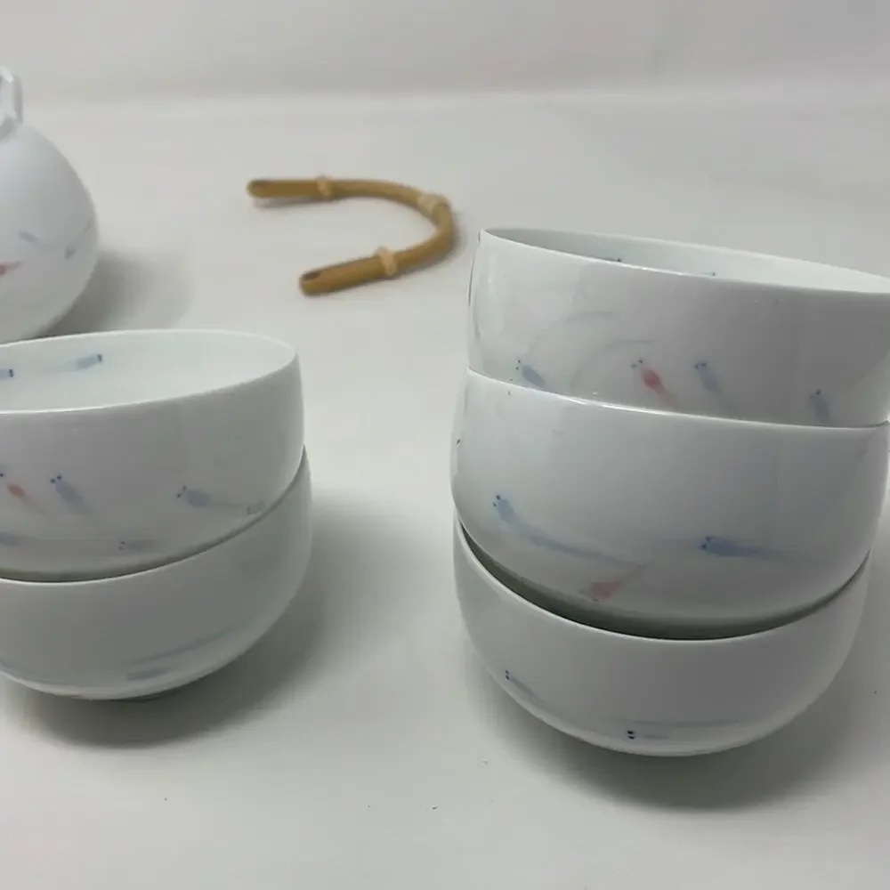 Vintage 80’s Japanese porcelain Dobin kyusu sake/tea set